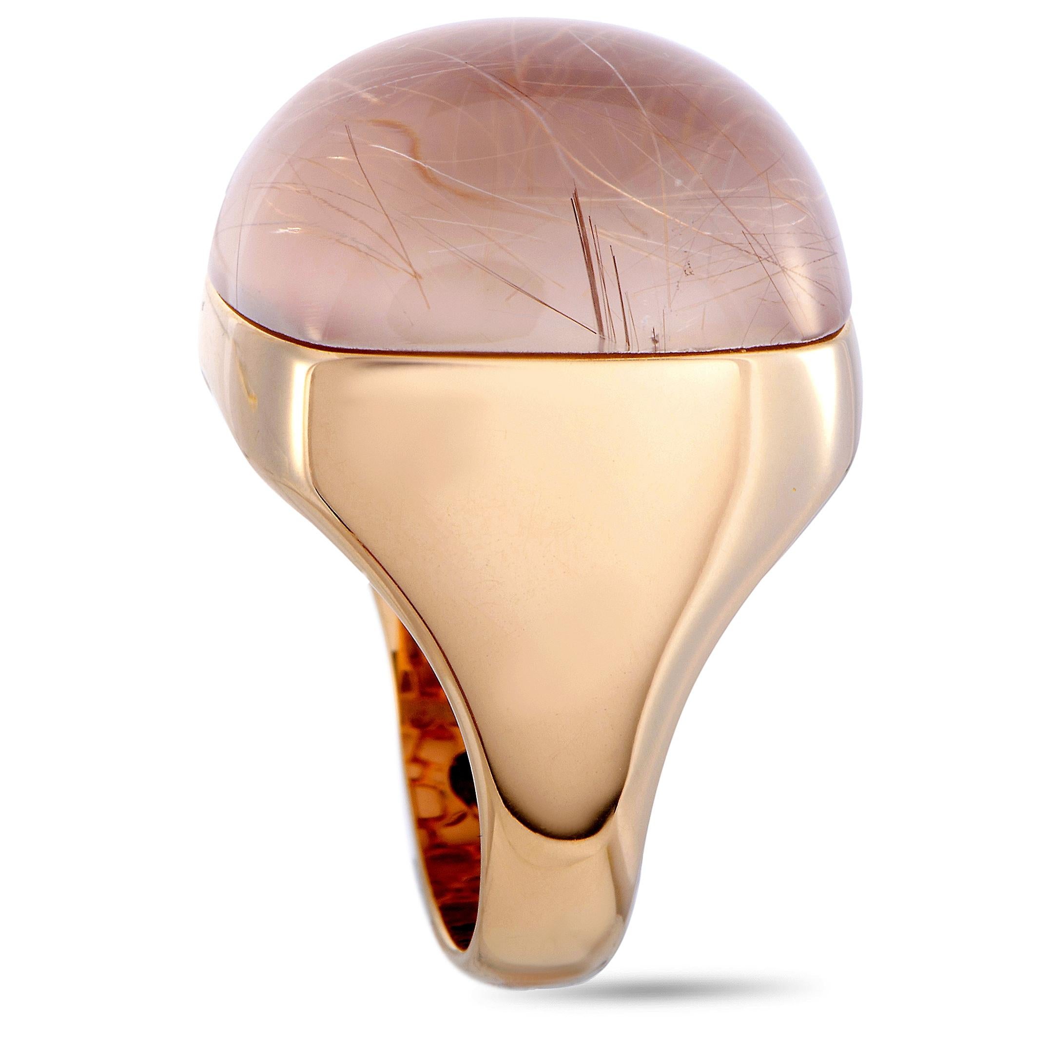 Roberto Coin 18 Karat Rose Gold and Rutilated Quartz Ring In New Condition In Southampton, PA