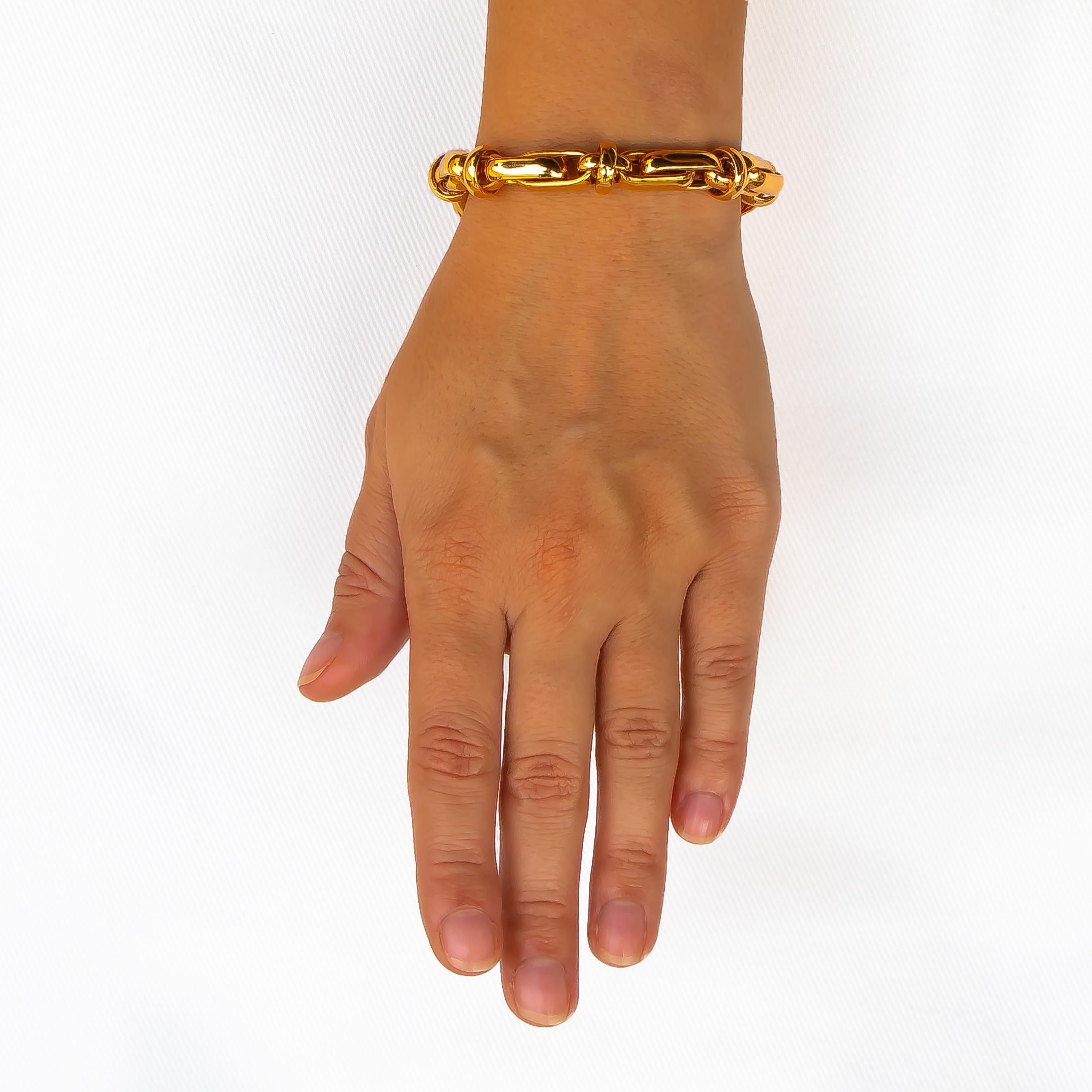 Women's or Men's Roberto Coin 18 Karat Rose Gold Bracelet 20.80 Grams with Ruby Marker