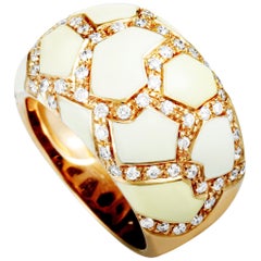 Roberto Coin 18 Karat Rose Gold Diamond and White Enamel Ring