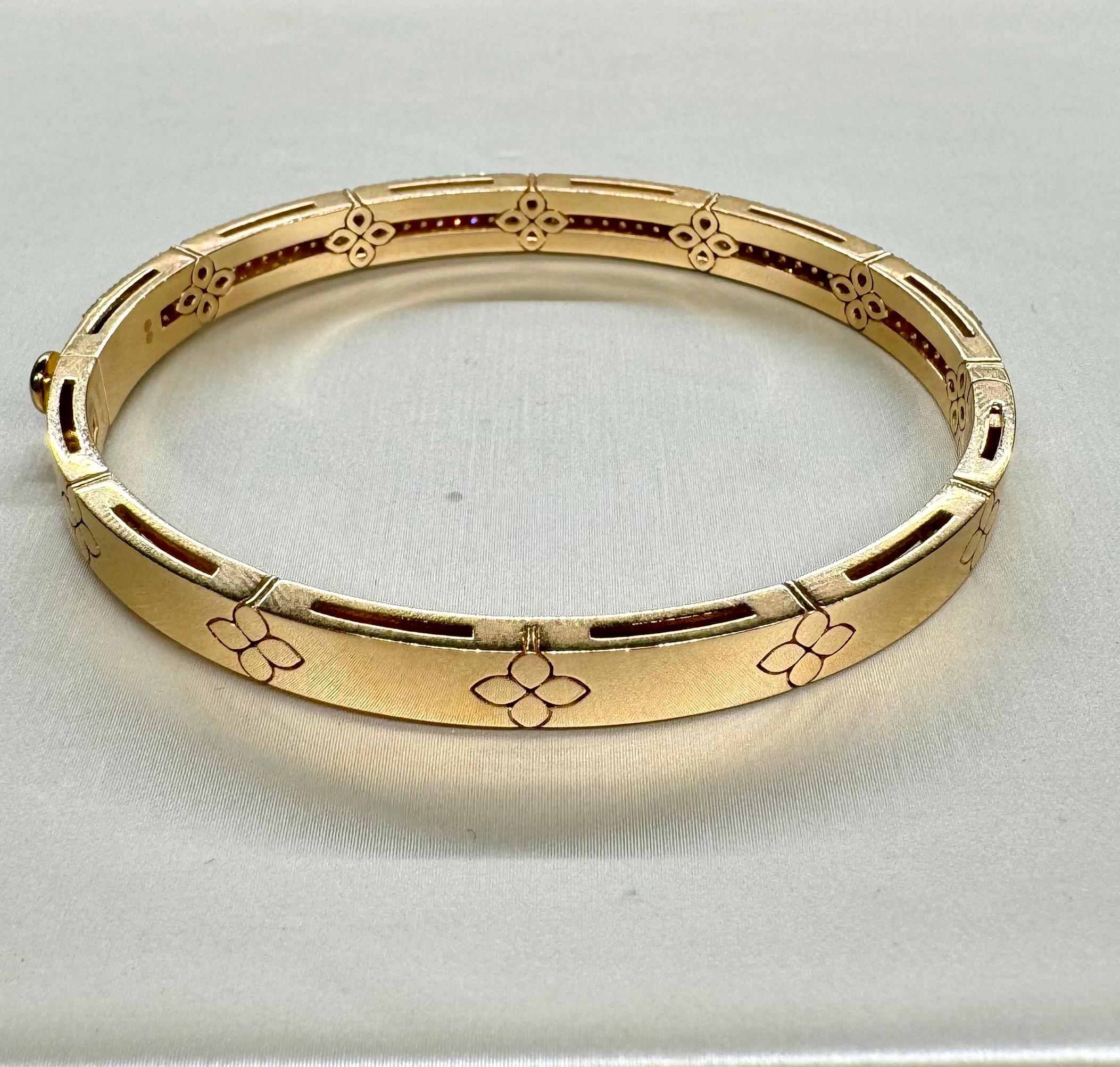 Brilliant Cut Roberto Coin 18K Rose Gold Diamond Love in Verona Bangle For Sale