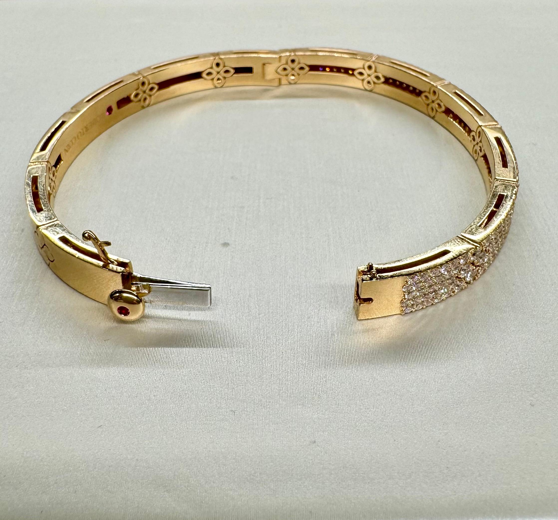 Women's Roberto Coin 18K Rose Gold Diamond Love in Verona Bangle For Sale