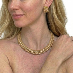 Roberto Coin 18K Rose Gold Diamond Necklace and Earrings Jewelry Set