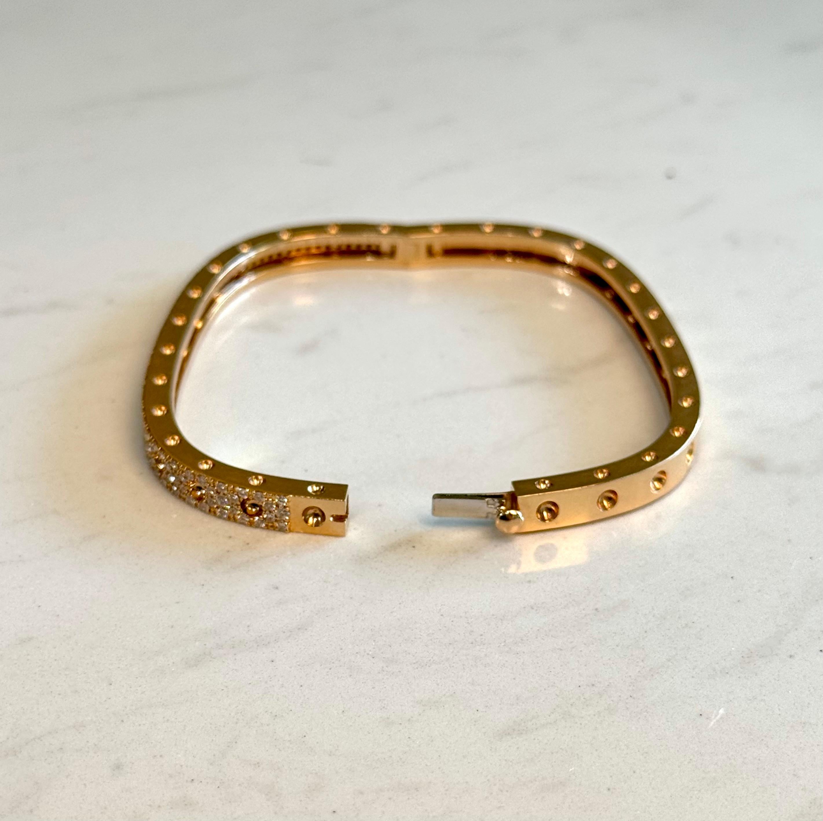 Roberto Coin Armreif Pois Moi, Münze 18K Roségold Diamant (Brillantschliff) im Angebot