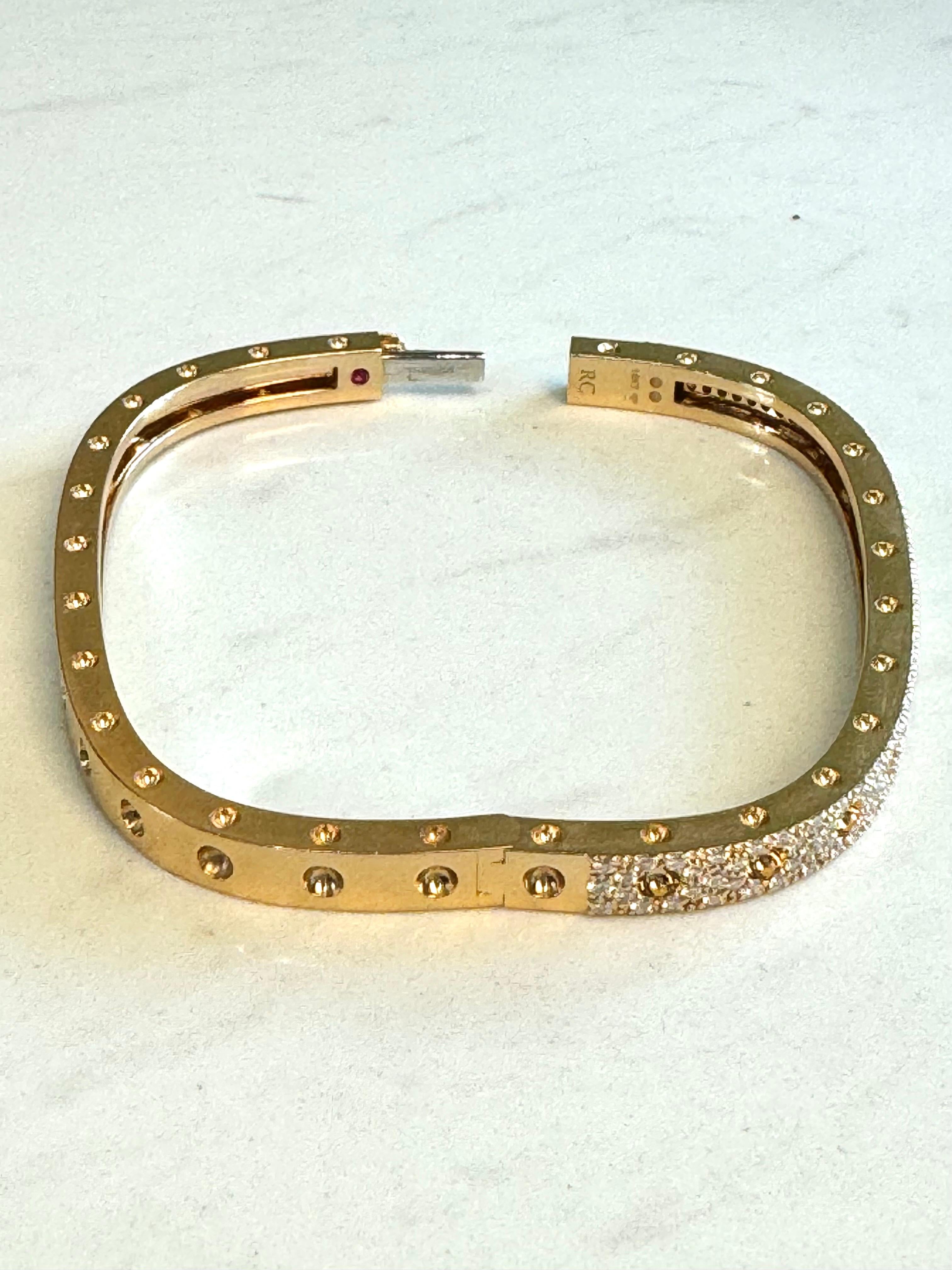 Roberto Coin Armreif Pois Moi, Münze 18K Roségold Diamant im Zustand „Gut“ im Angebot in Naples, FL