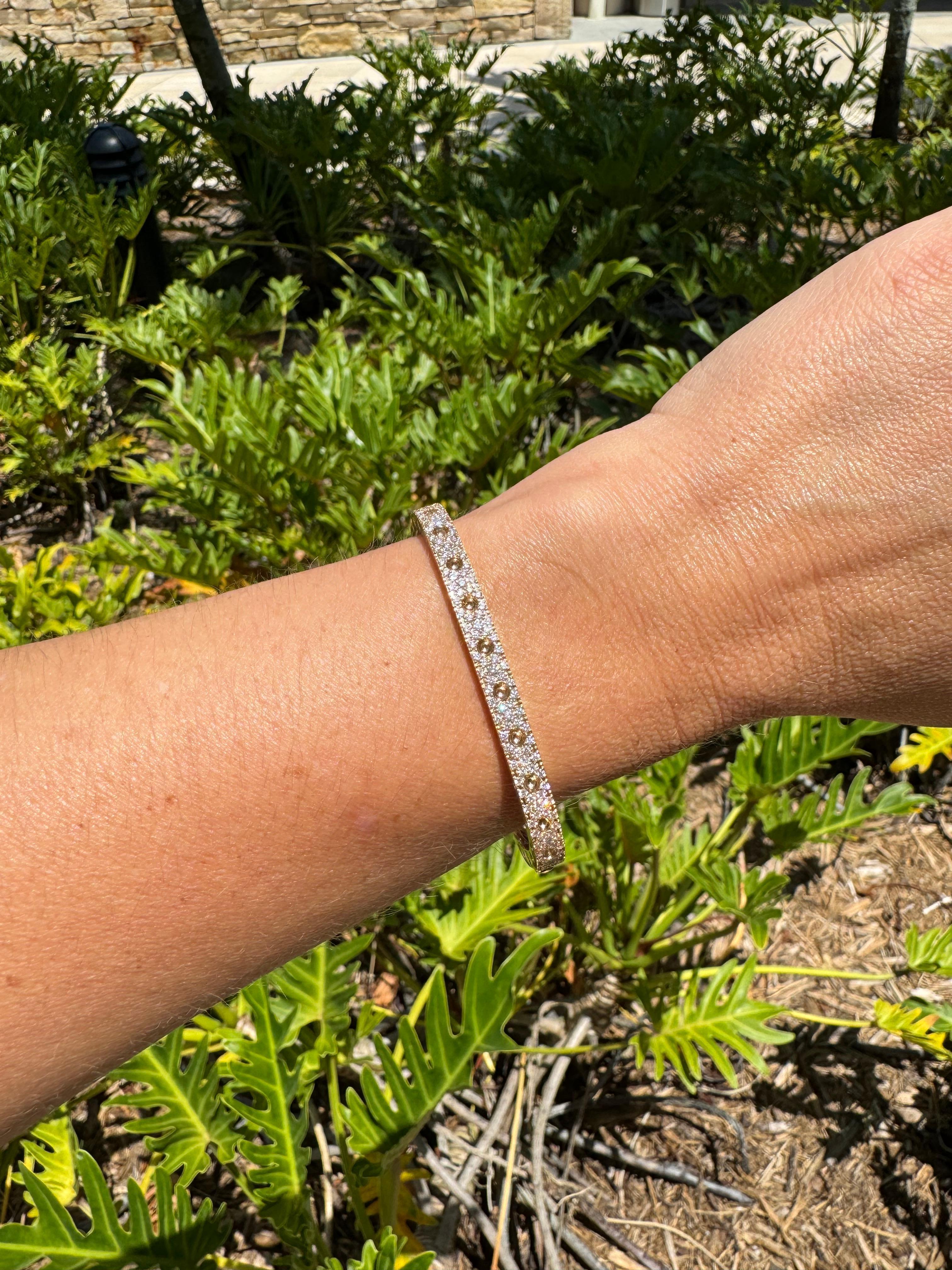 Roberto Coin Armreif Pois Moi, Münze 18K Roségold Diamant Damen im Angebot