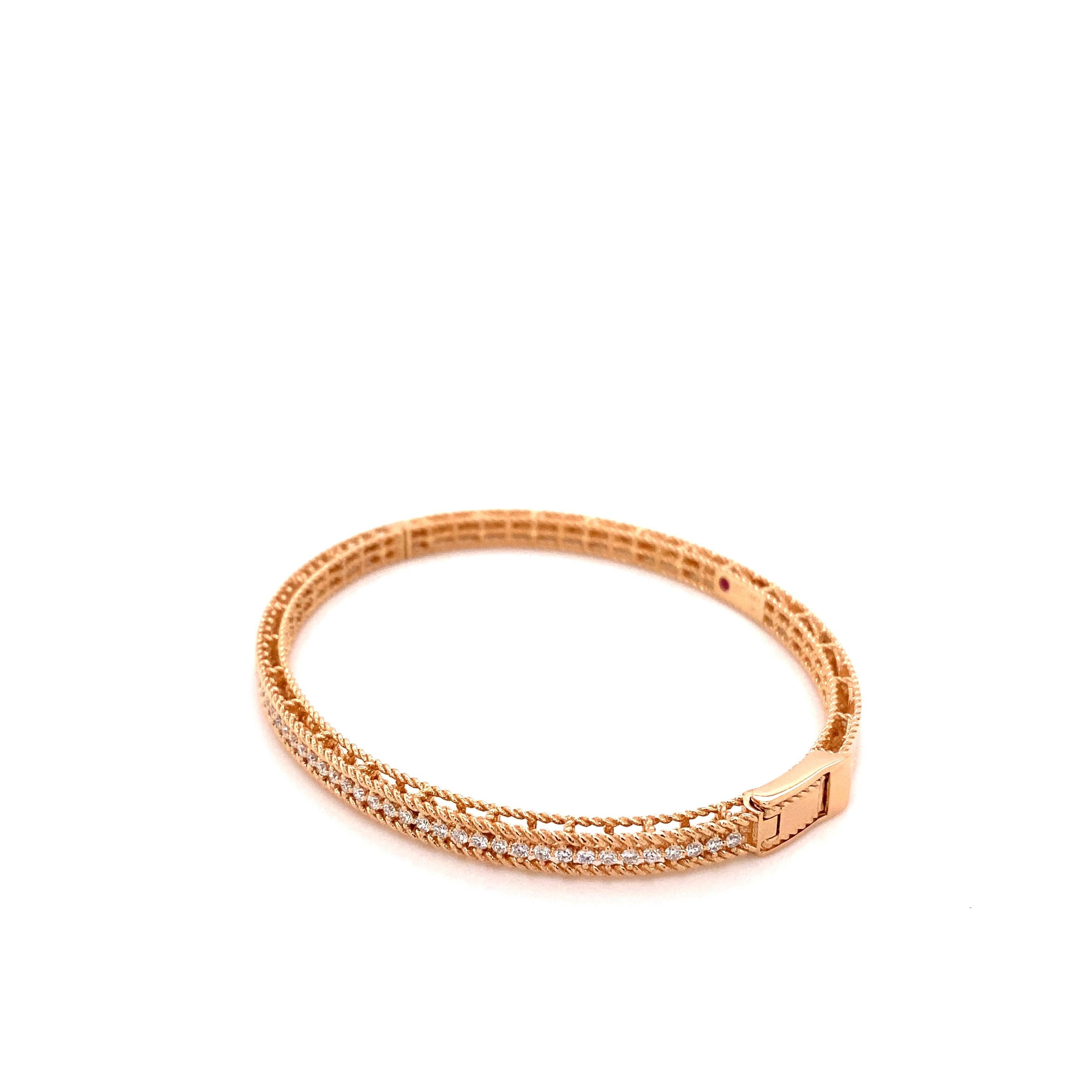 Roberto Coin 18 Karat Roségold Symphony geflochtenes Armband mit 0,61 Karat runden Diamanten (Rundschliff)