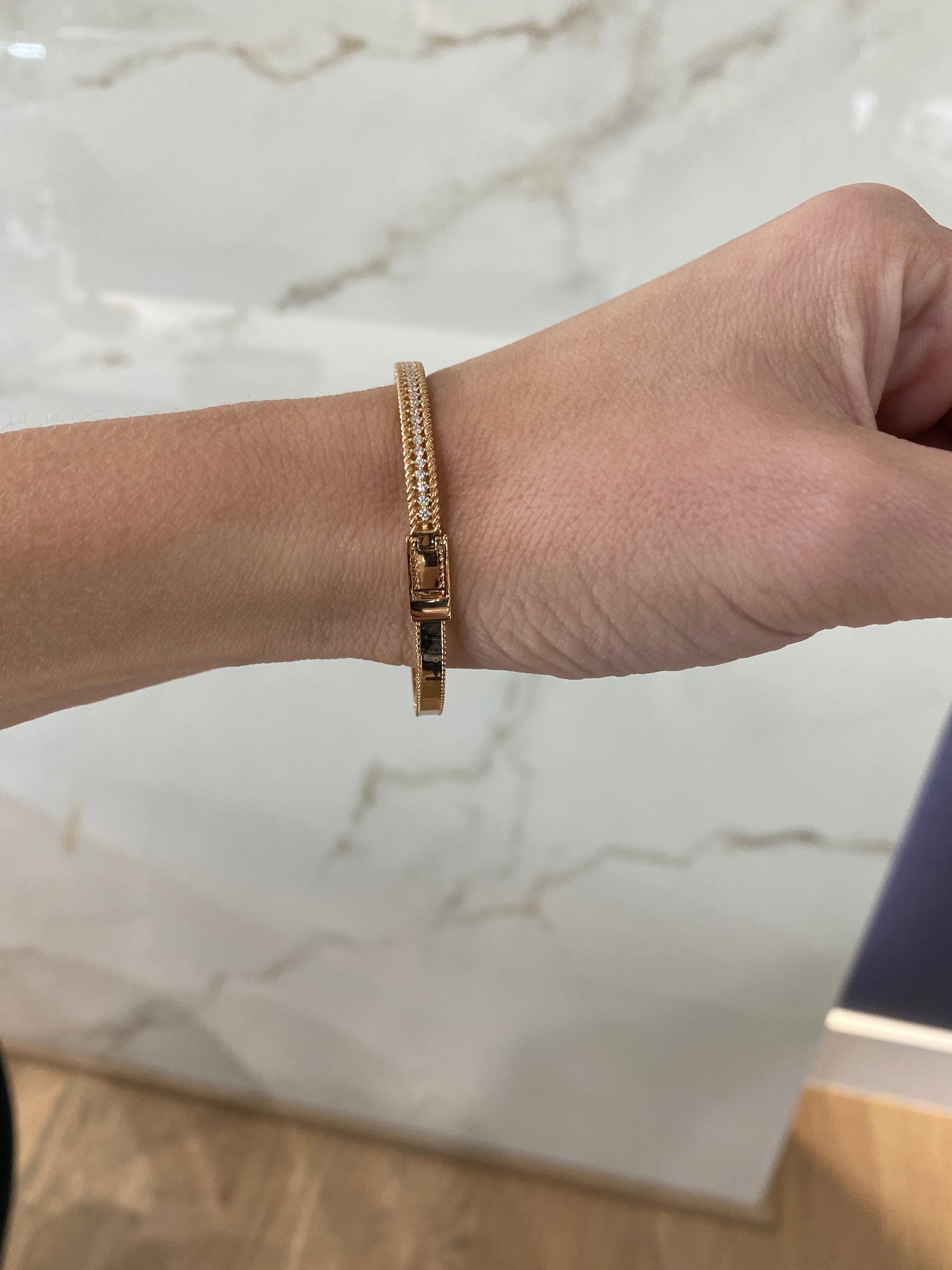 Roberto Coin 18 Karat Roségold Symphony geflochtenes Armband mit 0,61 Karat runden Diamanten 1