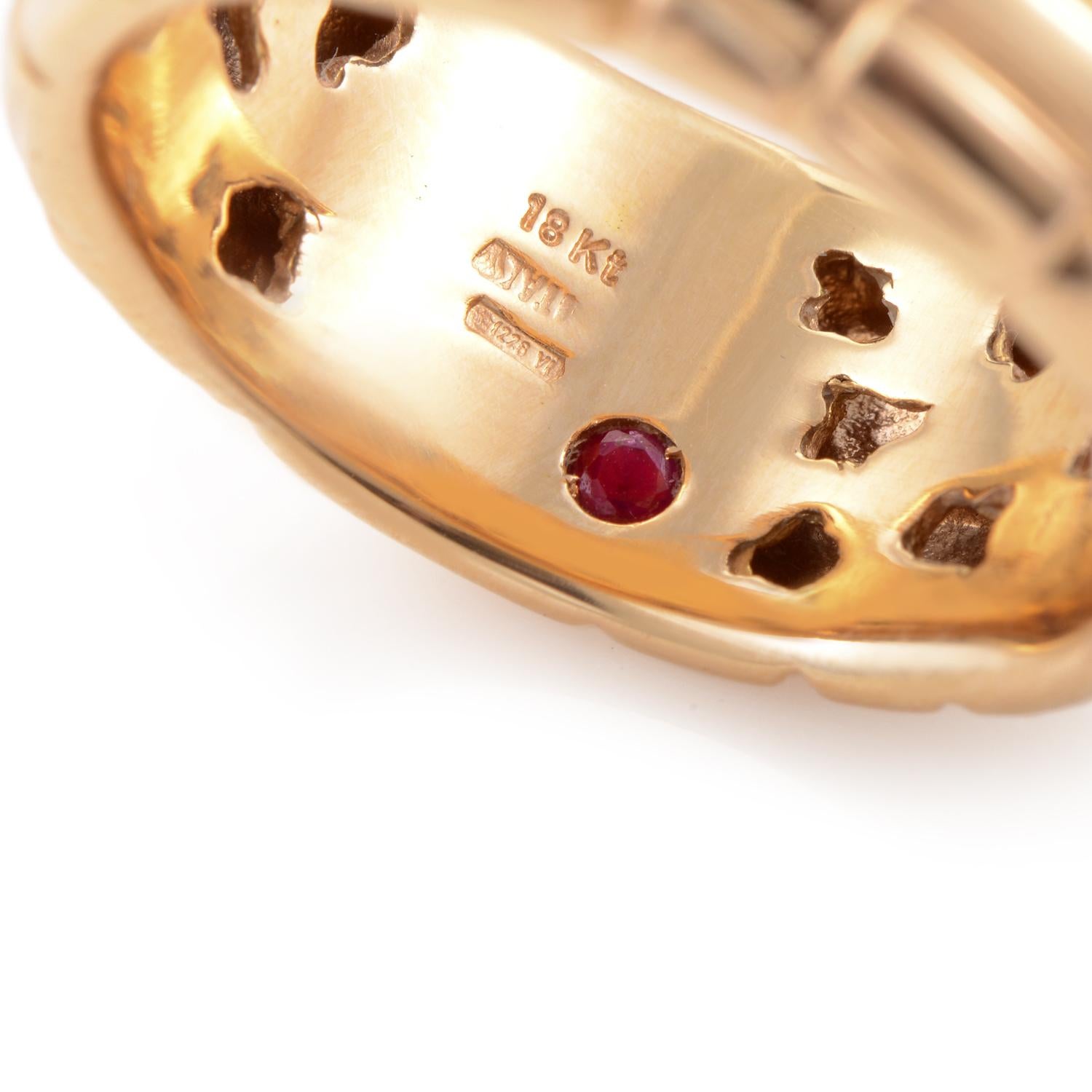 Women's Roberto Coin 18 Karat Rose Gold Textured Band Ring