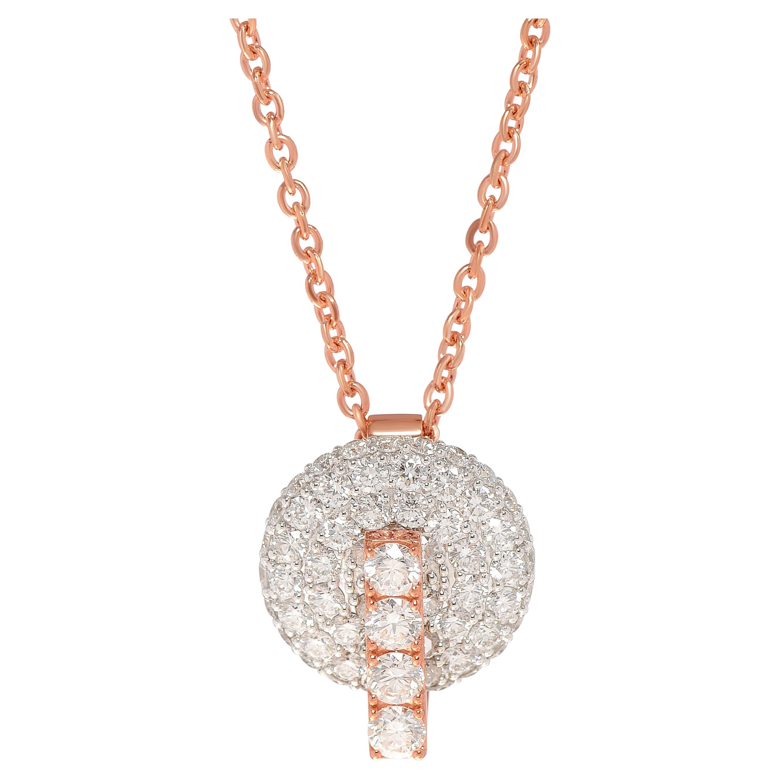 Roberto Coin 18K Rose & White Gold, Diamond Pendant Necklace For Sale