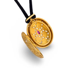 ROBERTO COIN 18k Ruby & Diamond Locket Pendant Necklace