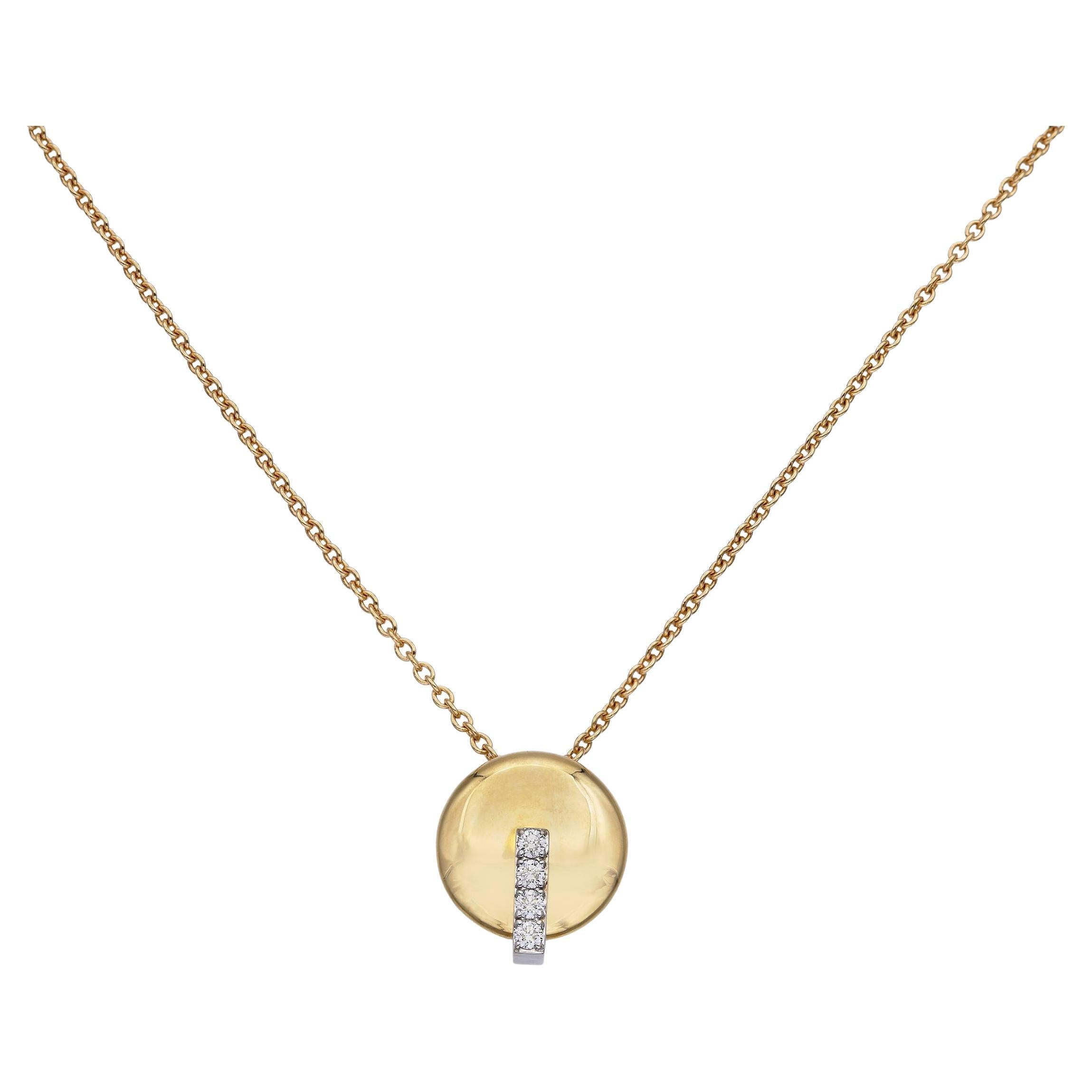 Roberto Coin 18k Two-Tone Gold Diamond Disc Pendant Necklace en venta