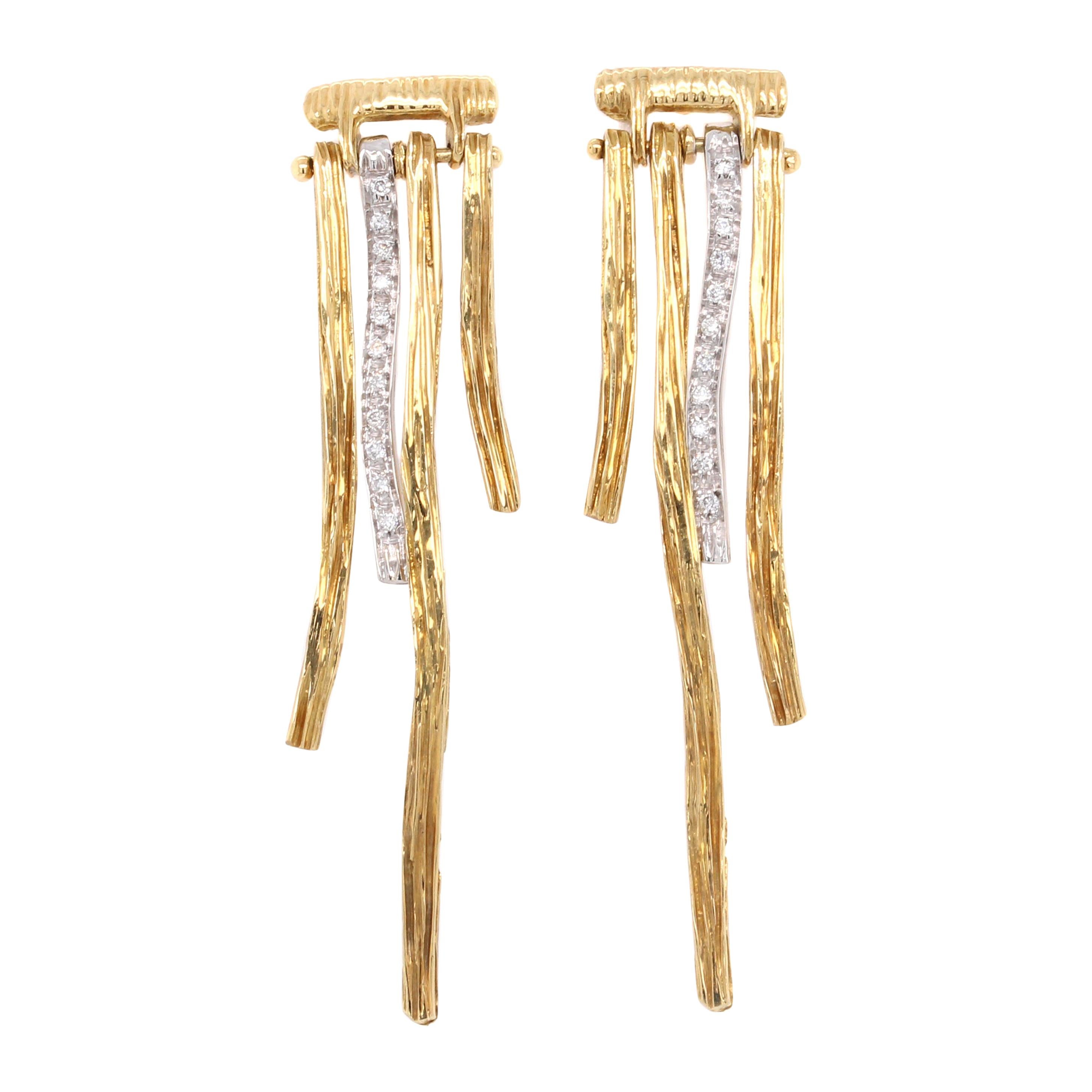 Roberto Coin 18 Karat Two-Tone Gold Diamond Elephantino Earrings For Sale