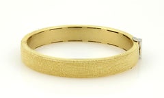 Roberto Coin 18k Two Tone Gold Diamond Wide Textured Bangle Bracelet