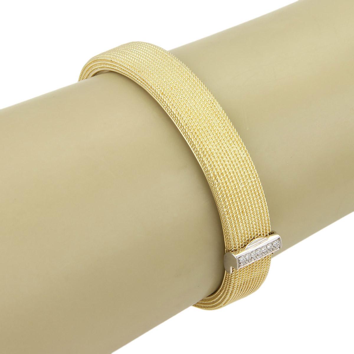 Roberto Coin 18k Two Tone Gold Diamond Wide Textured Bangle Bracelet For Sale 1