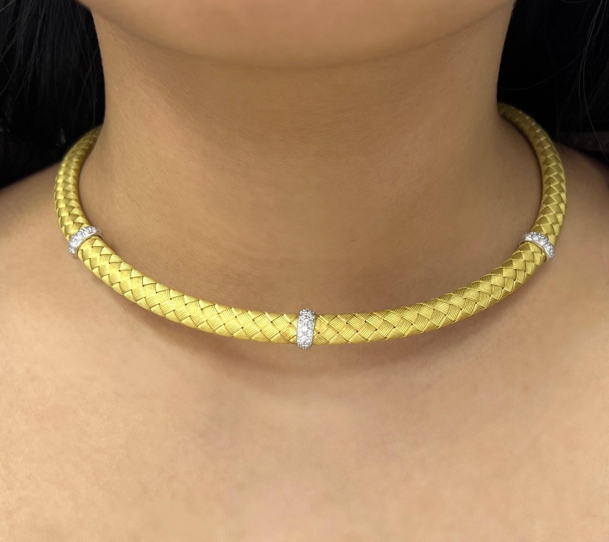 Roberto Coin 18k Weave Collar Necklace For Sale 4