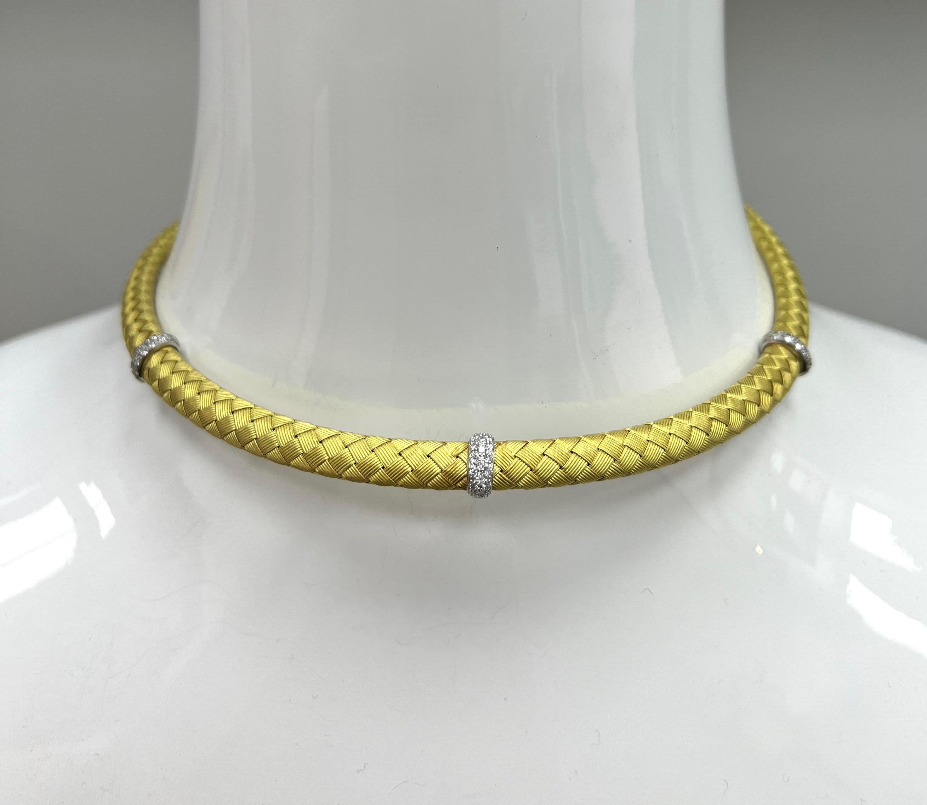 Roberto Coin 18k Weave Collar Necklace For Sale 5