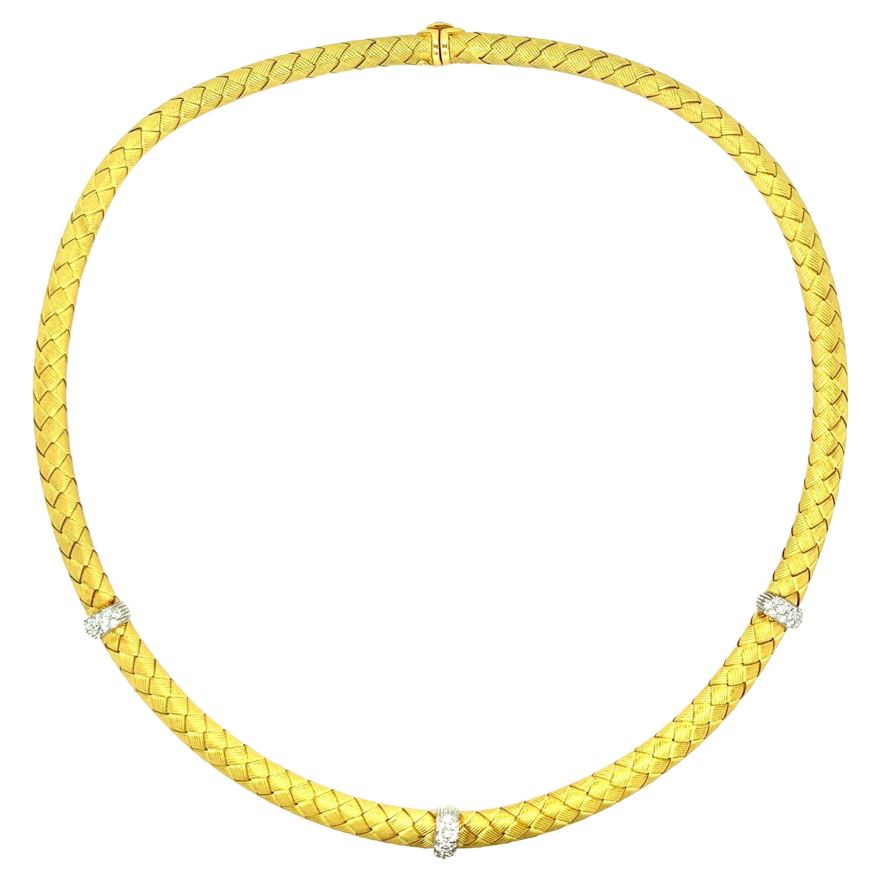 Roberto Coin 18k Weave Collar Necklace For Sale