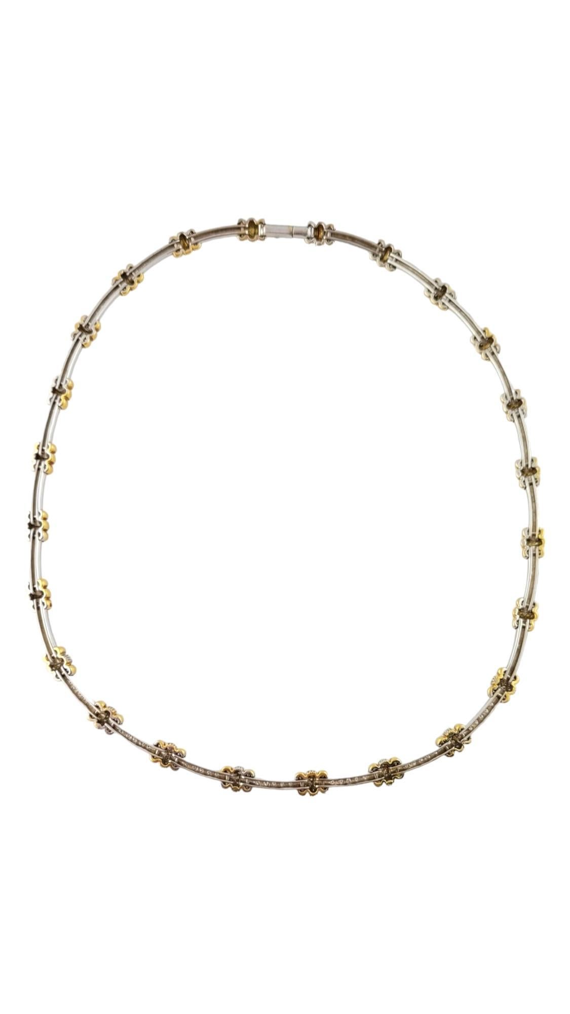 Roberto Coin 18K White and Yellow Gold Diamond Choker Collar Necklace #16961 In Good Condition For Sale In Washington Depot, CT