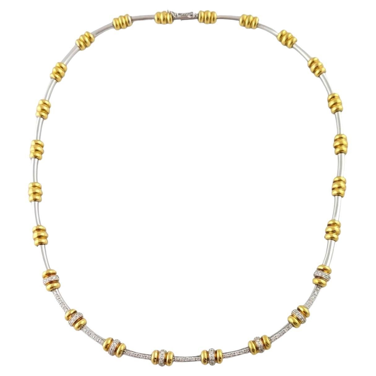 Roberto Coin 18K White and Yellow Gold Diamond Choker Collar Necklace #16961 For Sale