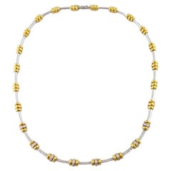 Roberto Coin 18K White and Yellow Gold Diamond Choker Collar Necklace #16961