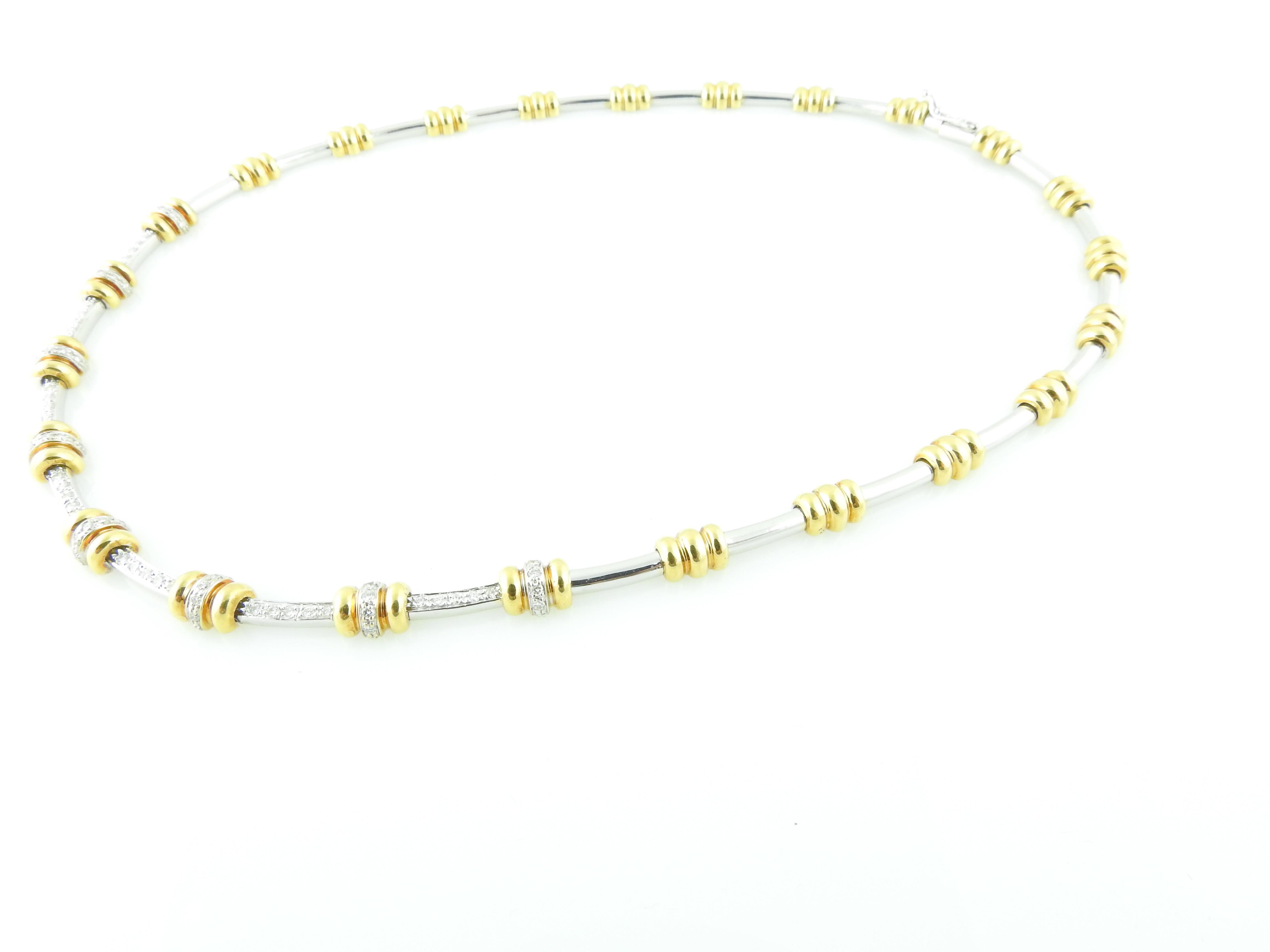 Roberto Coin 18K White and Yellow Gold Diamond Choker Collar Necklace In Good Condition In Washington Depot, CT