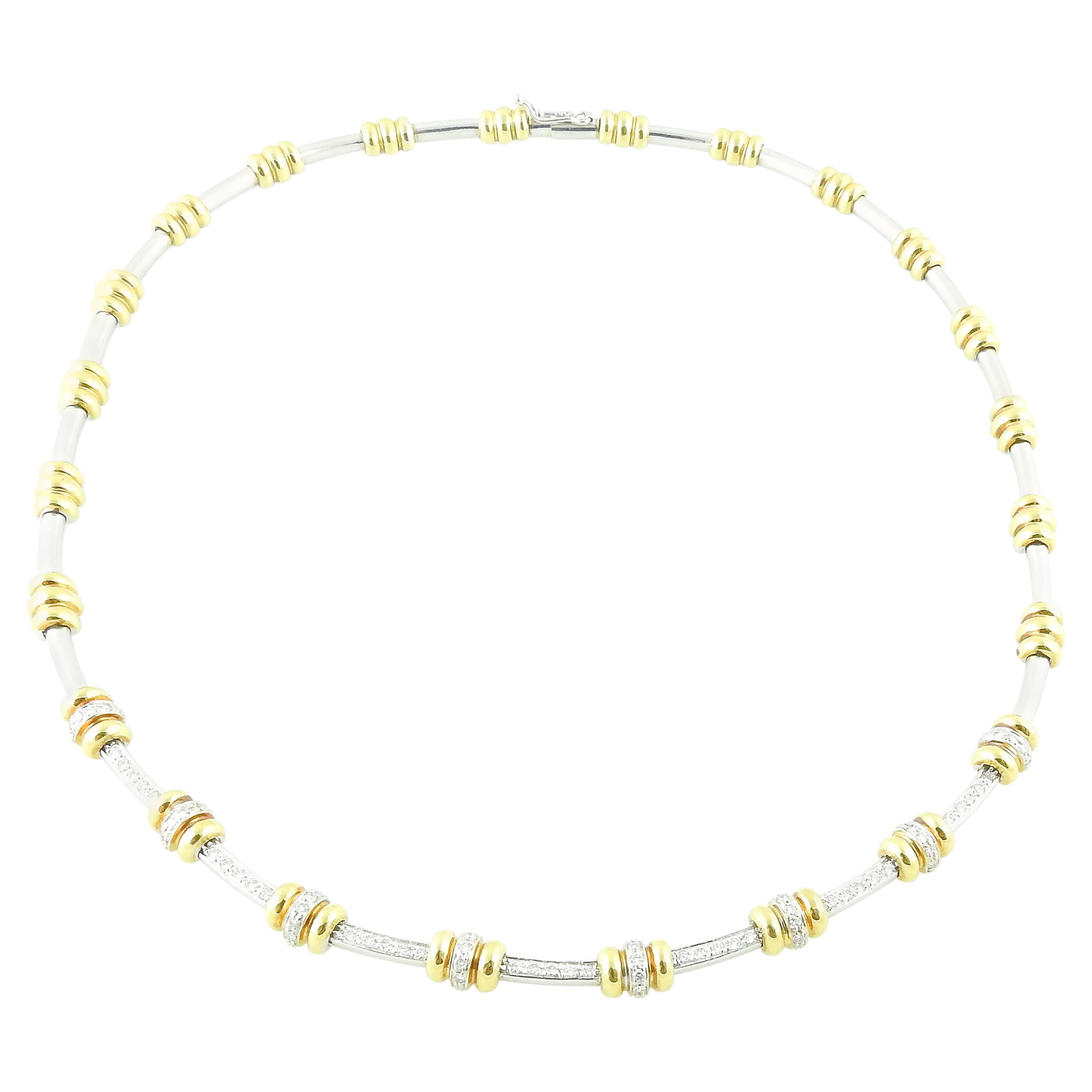 Roberto Coin 18K White and Yellow Gold Diamond Choker Collar Necklace