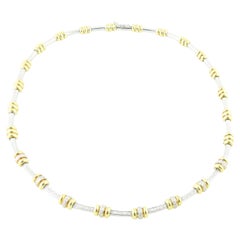 Vintage Roberto Coin 18K White and Yellow Gold Diamond Choker Collar Necklace