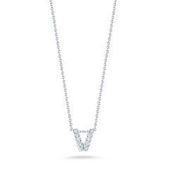 Roberto Coin 18K White Gold 0.05CT Diamond "V" Necklace 001634AWCHXV