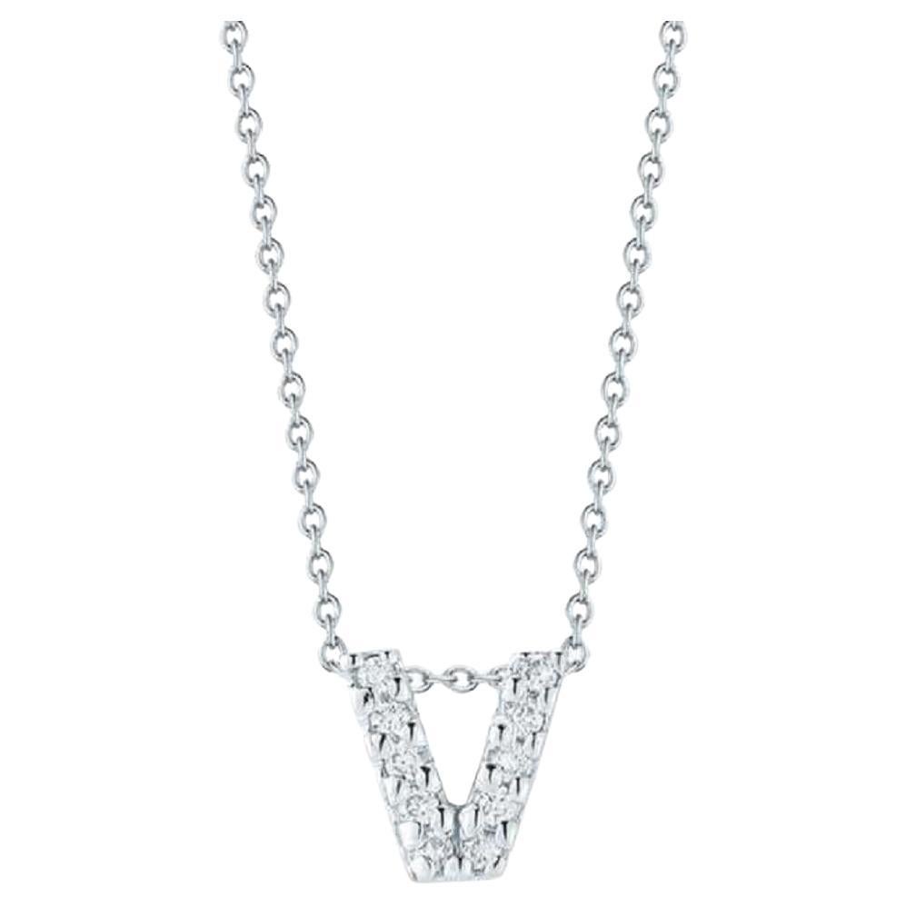 Roberto Coin 18K White Gold 0.05CT Diamond "V" Necklace 001634AWCHXV For Sale