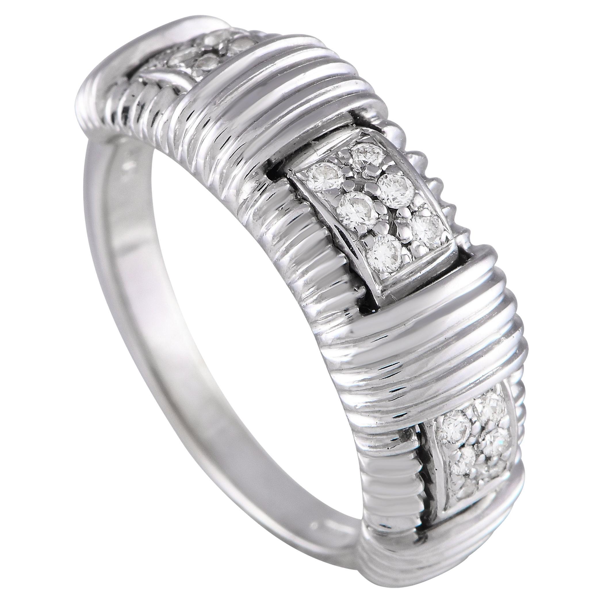 Roberto Coin 18K White Gold 0.10ct Diamond Ring For Sale