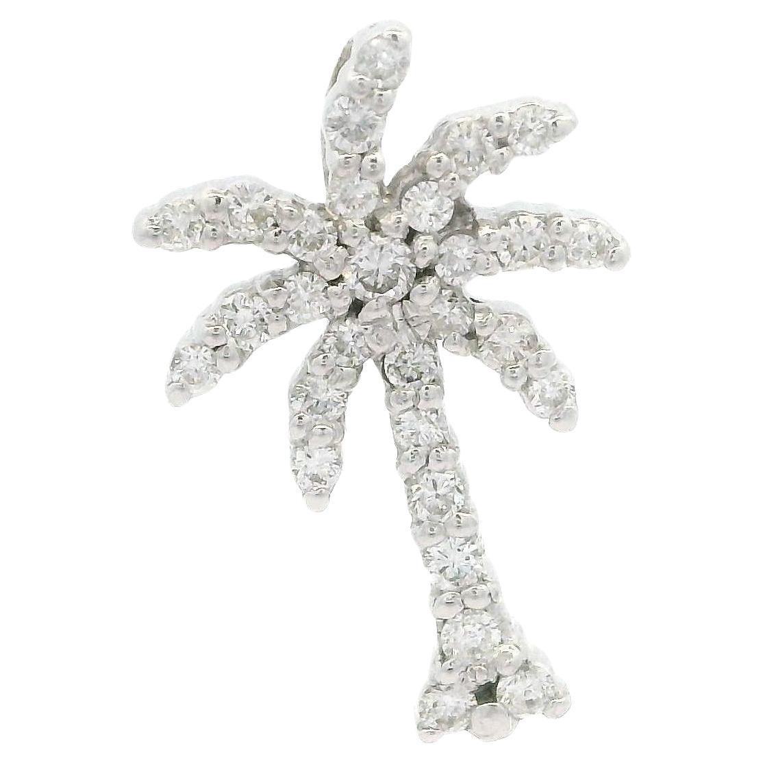 Roberto Coin 18k White Gold 0.20ctw Diamond Palm Tree Tiny Treasure Pendant