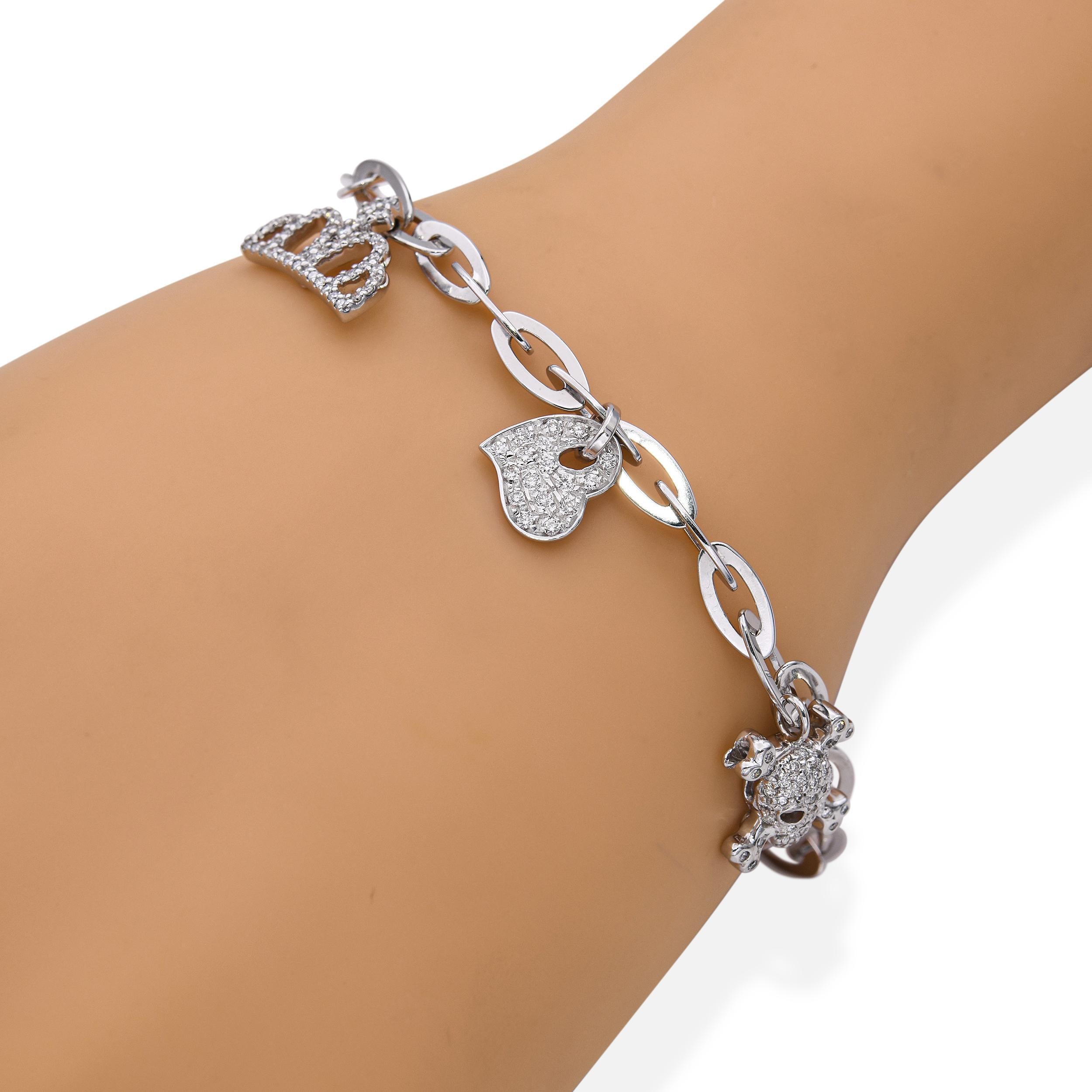 Taglio rotondo Roberto Coin Bracciale con diamanti in oro bianco 18k 0,51tcw in vendita