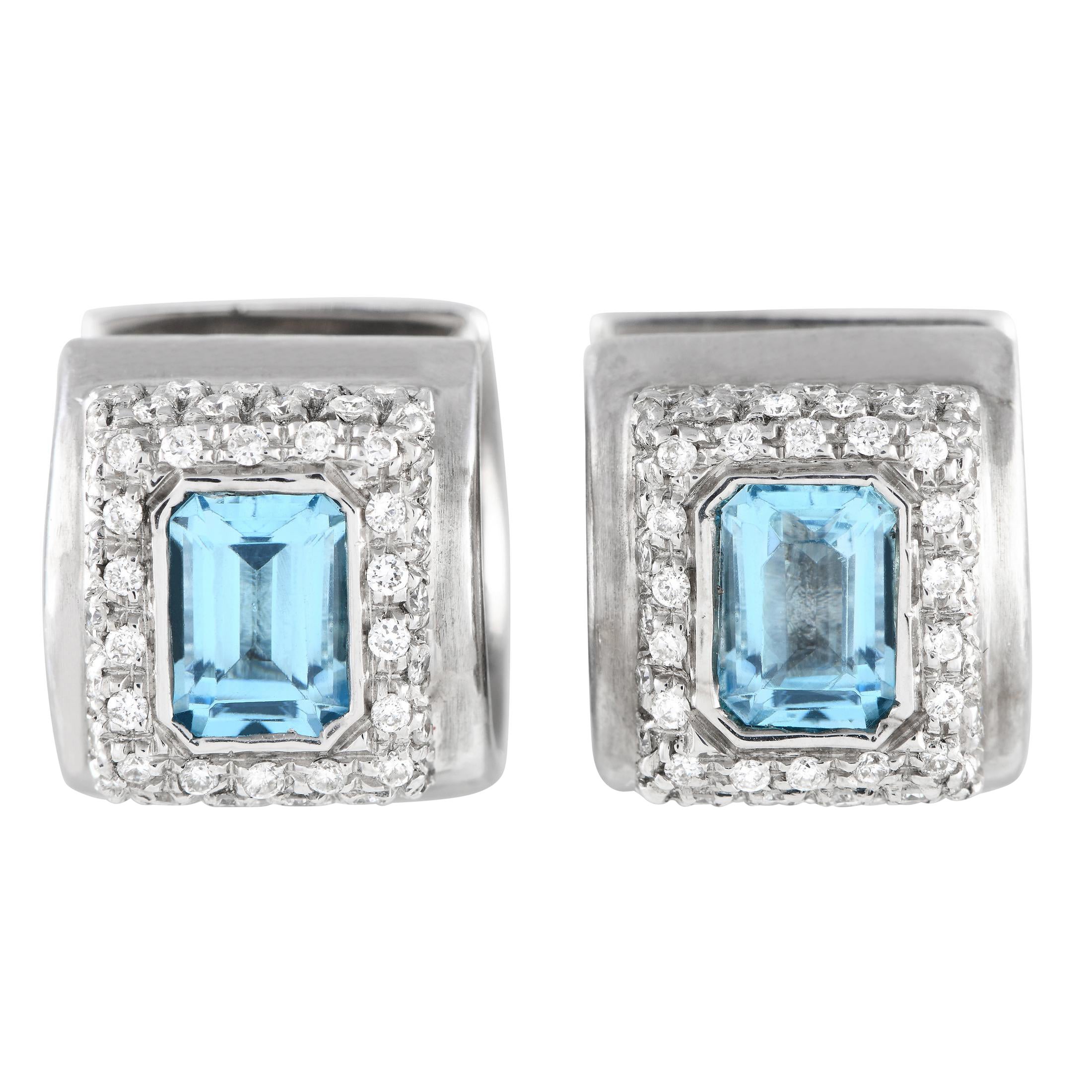 Roberto Coin Créoles huggies en or blanc 18 carats et diamants 0,85 carat en vente