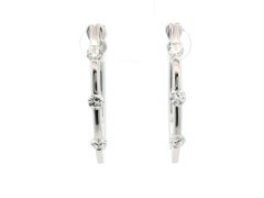 Roberto Coin 18k White Gold 0.90ct Diamond 3 Stones Oval Hoop Earrings