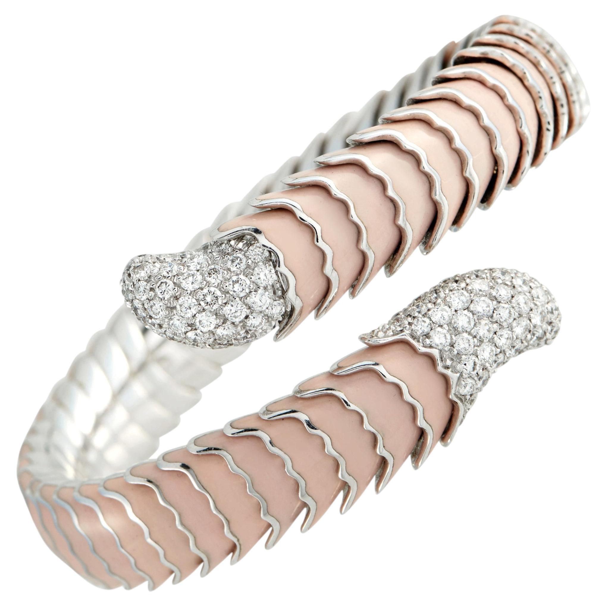 Roberto Coin Bracciale in oro bianco 18 carati con diamanti e smalto RC01-050726 in vendita