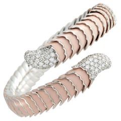 Roberto Coin Pulsera de oro blanco de 18 quilates con 1,50 ct de diamantes y esmalte RC01-050726