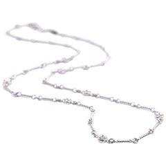 Roberto Coin 18 Karat White Gold 7 Station Diamond Twist Necklace