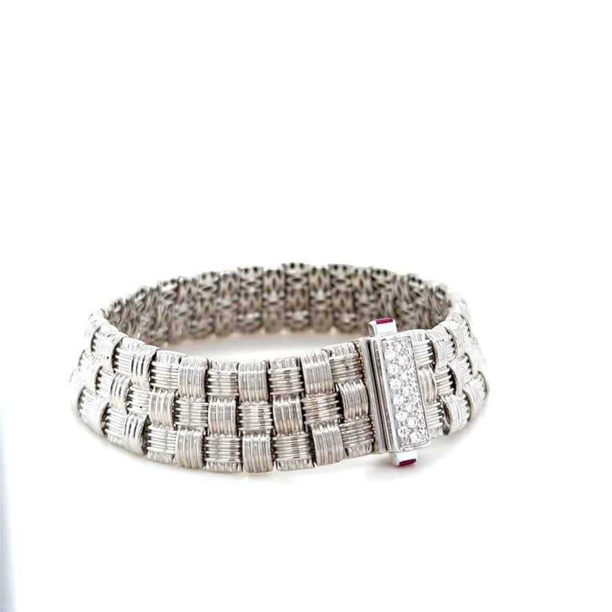Contemporary Roberto Coin, 18K White Gold and Diamond Appassionata Three Row Bracelet For Sale