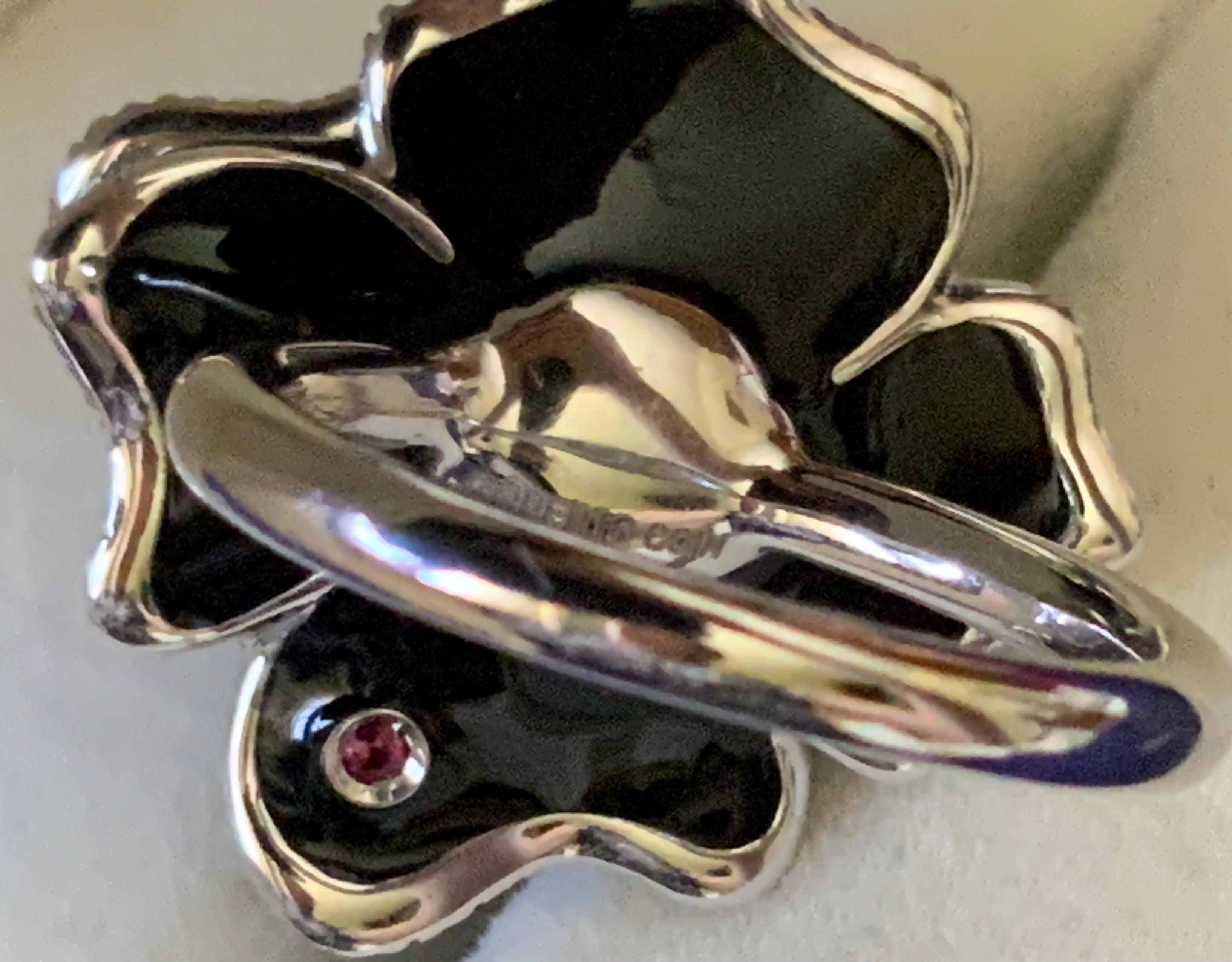 Rose Cut Roberto Coin 18k White Gold Black Rose Diamond Ring For Sale