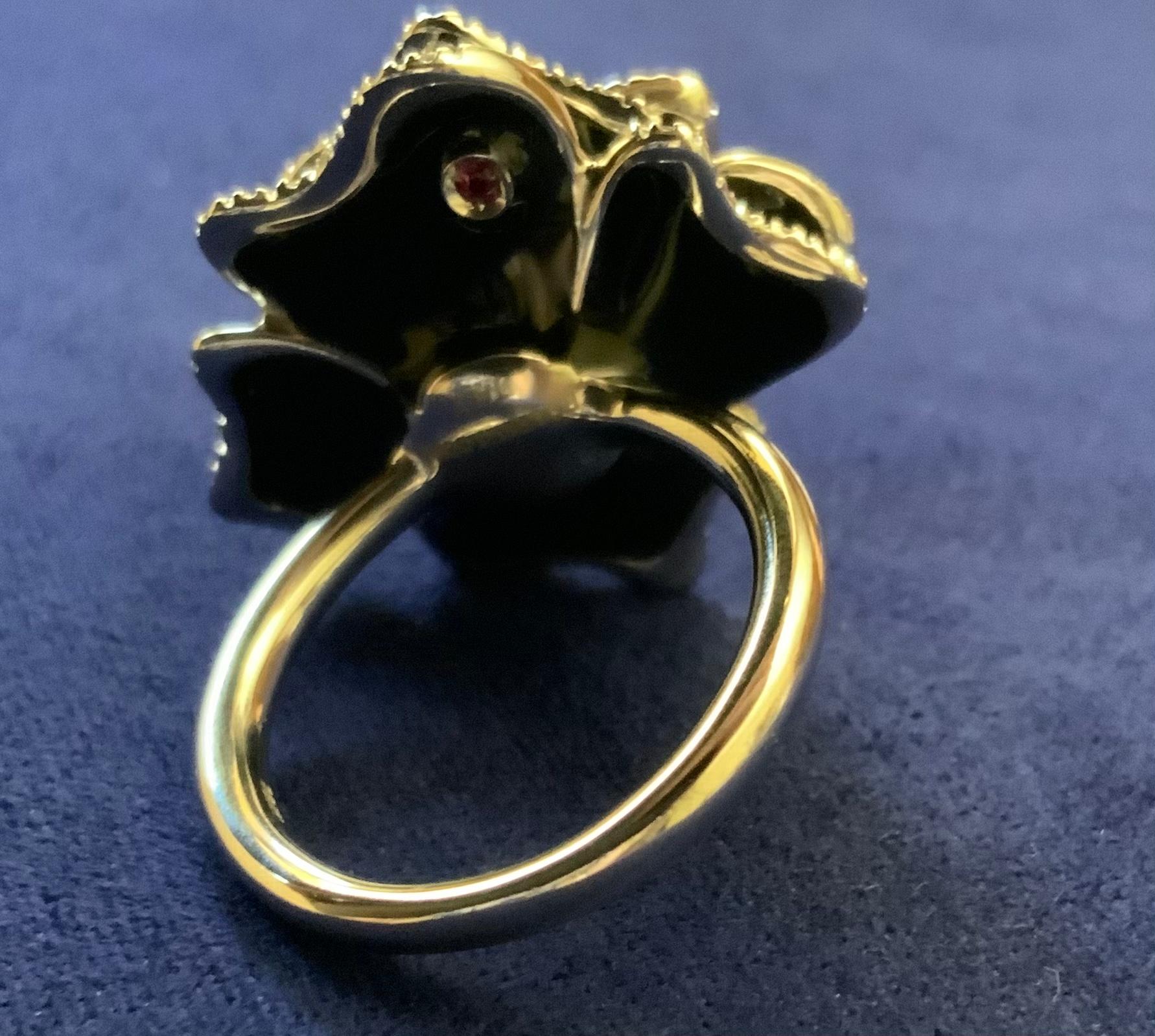 Women's or Men's Roberto Coin 18k White Gold Black Rose Diamond Ring For Sale