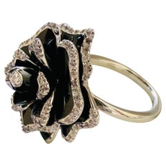 Roberto Coin 18k White Gold Black Rose Diamond Ring