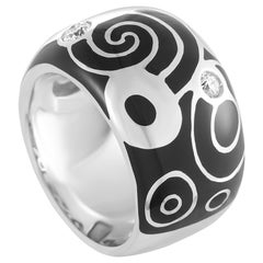 Roberto Coin 18 Karat White Gold Diamond and Black Enamel Ring