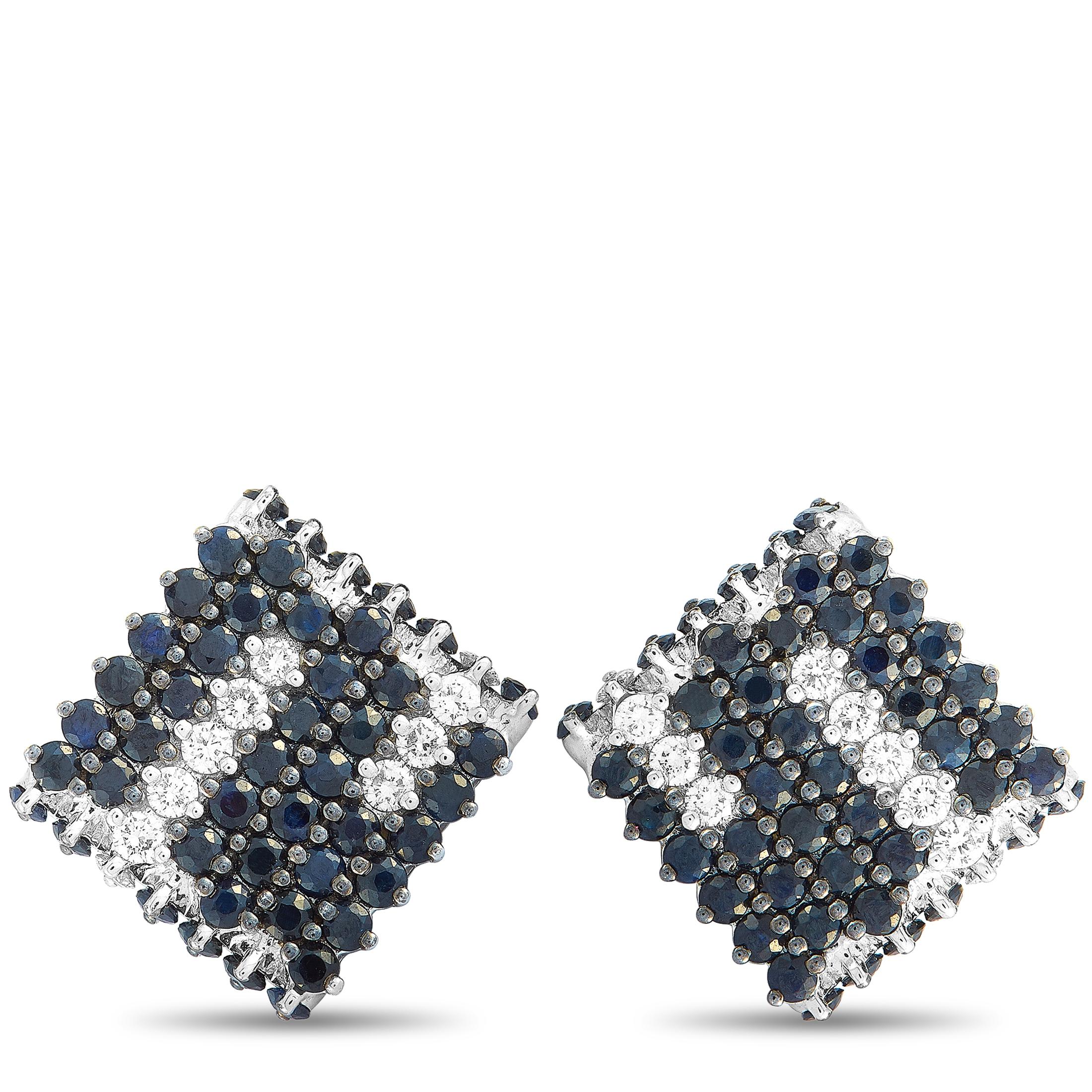 Roberto Coin 18 Karat White Gold Diamond and Black Sapphire Cufflinks In New Condition In Southampton, PA