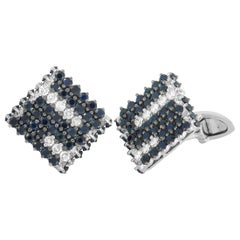 Roberto Coin 18 Karat White Gold Diamond and Black Sapphire Cufflinks