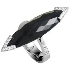 Roberto Coin 18 Karat White Gold Diamond and Onyx Cocktail Ring