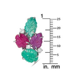 Roberto Coin 18 Karat White Gold Diamond, Emerald and Ruby Omega Back Earrings