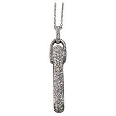 Roberto Coin Pendentif et chaîne en or blanc 18 carats avec barre pavé de diamants