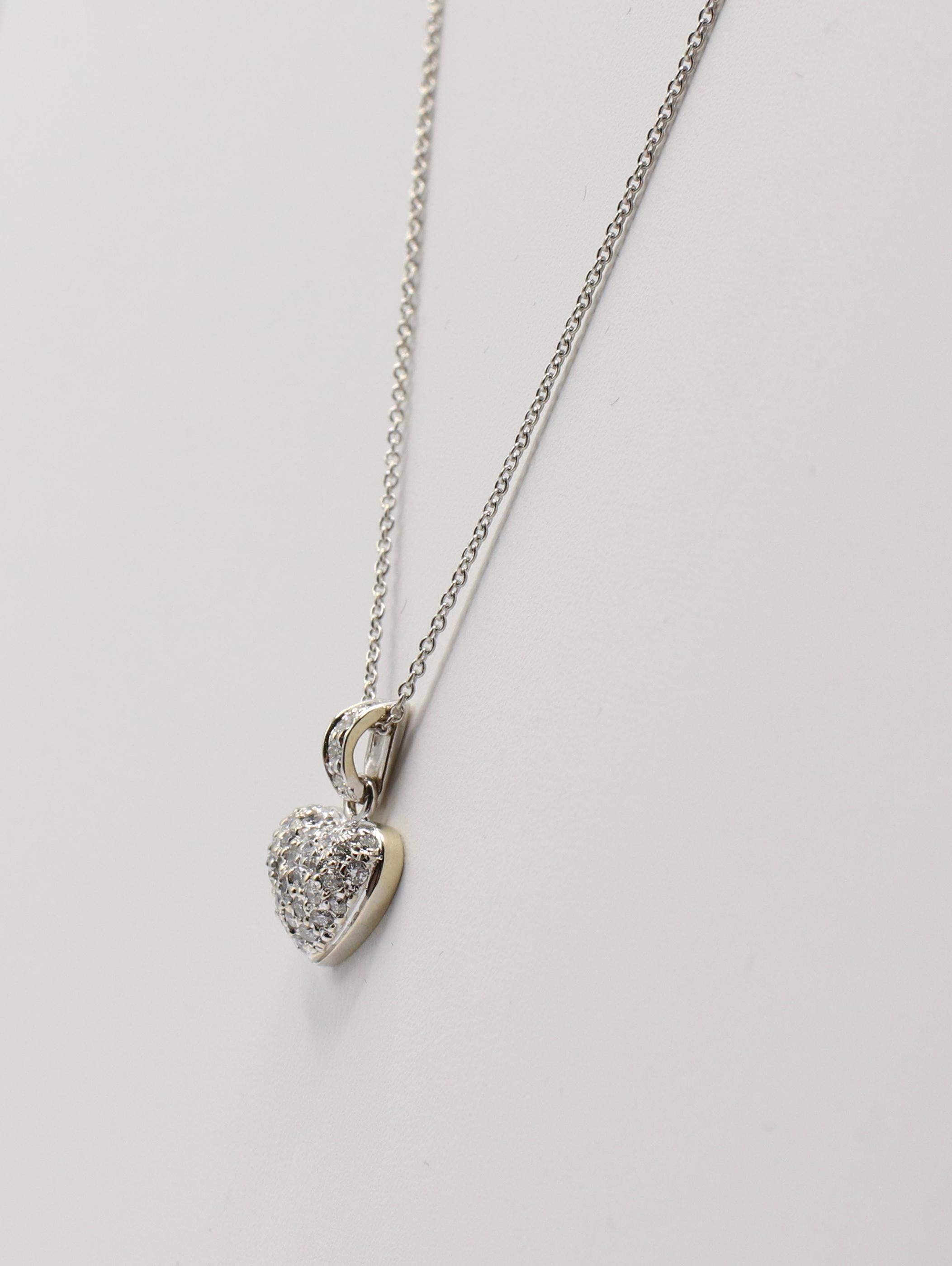 Roberto Coin 18 Karat Gold and Diamond Puffed Heart Tiny Treasures Necklace 1