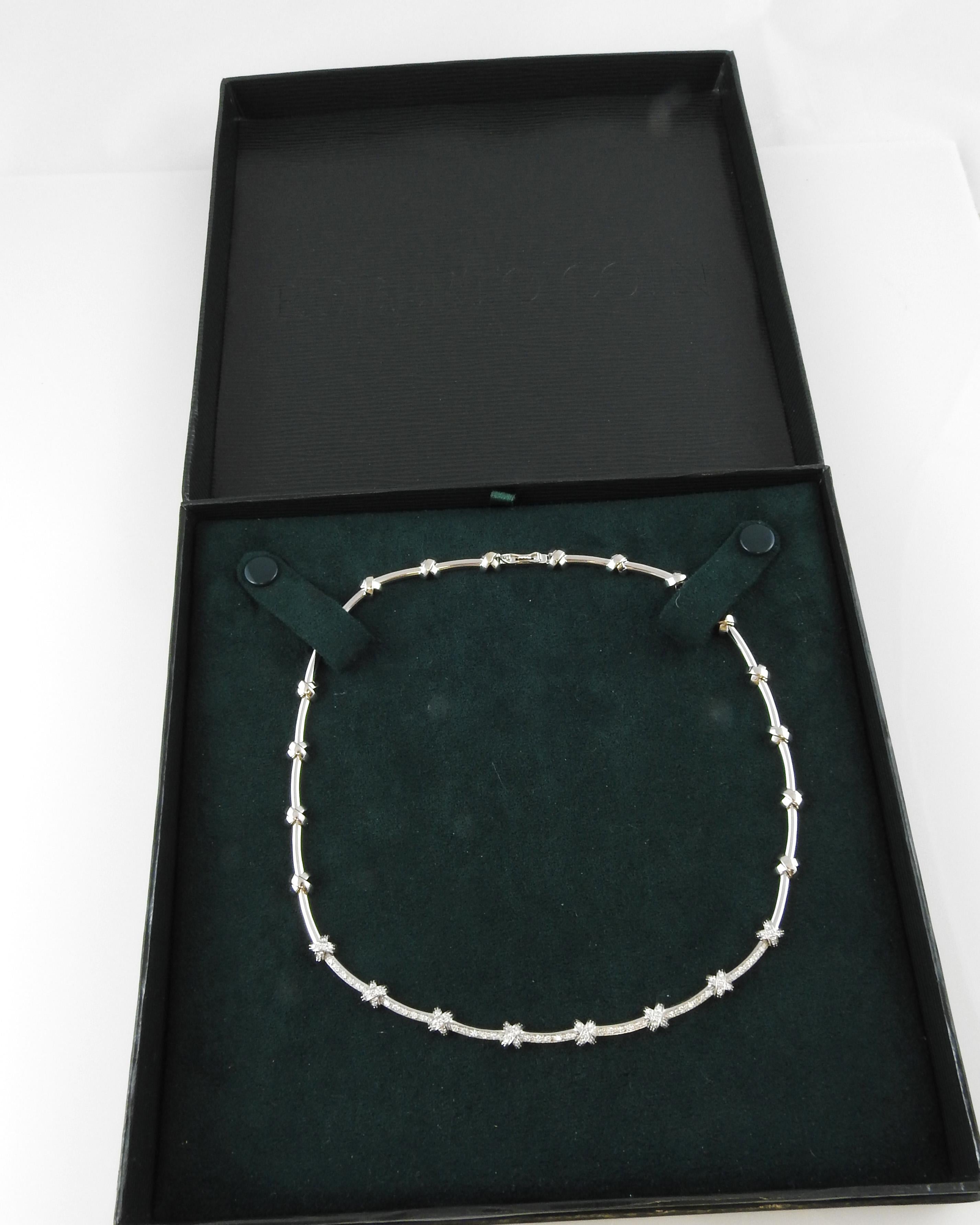 Roberto Coin 18K White Gold Diamond X Choker Necklace with Box 3