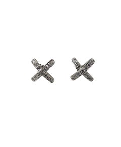 Roberto Coin 18K White Gold Diamond "X" Stud Earrings #23755